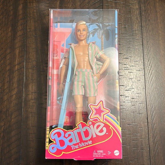 Barbie Other - New! Barbie the Movie Ken Doll Wearing Pastel Striped Beach Matching Set